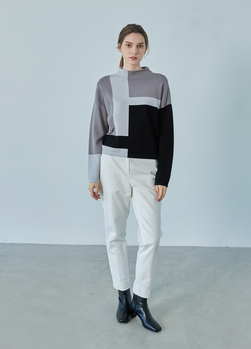 極簡風格高領針織上衣